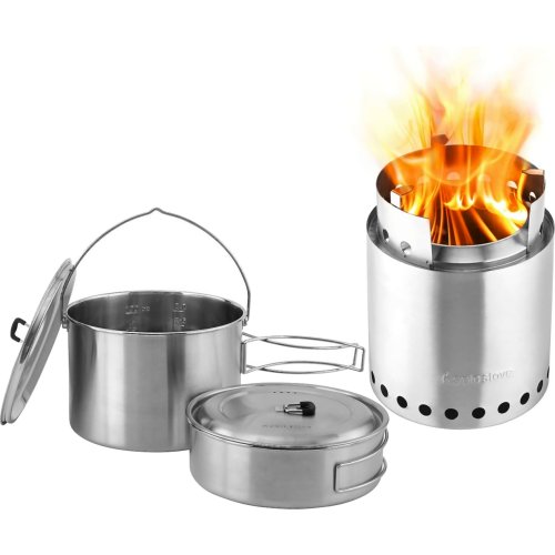 Solo Stove Campfire Wood Burning Backpacking Stove and 2 Pot Set Combo